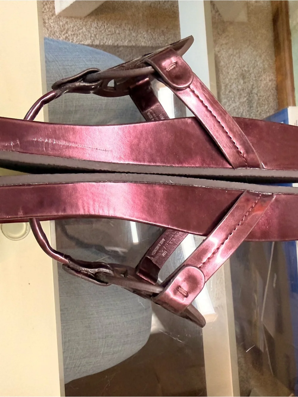 Tory Burch Metallic Plum Logo Thong Sandals - Plum